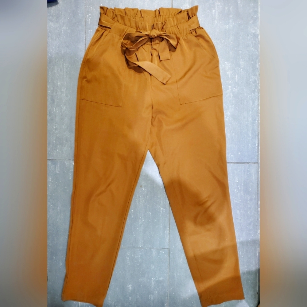 Beige Paper Bag Pants